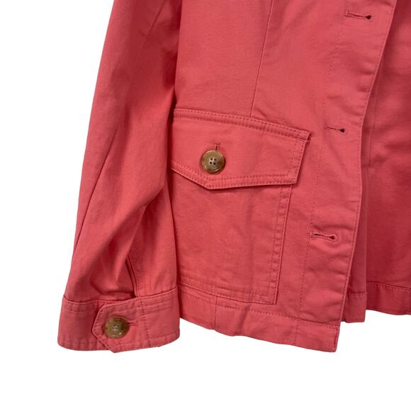 Talbots Button Front Coral Utility Jacket Womens Petite XS - Picture 2 of 8